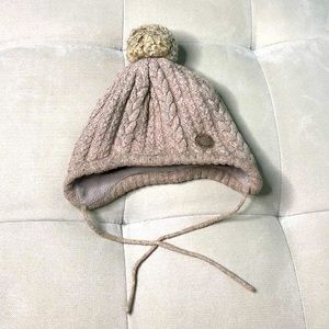 2/$8 H&M Adorable Brown Cable Knitted Fleece Lined Hat with Earflaps. Size 6-12M
